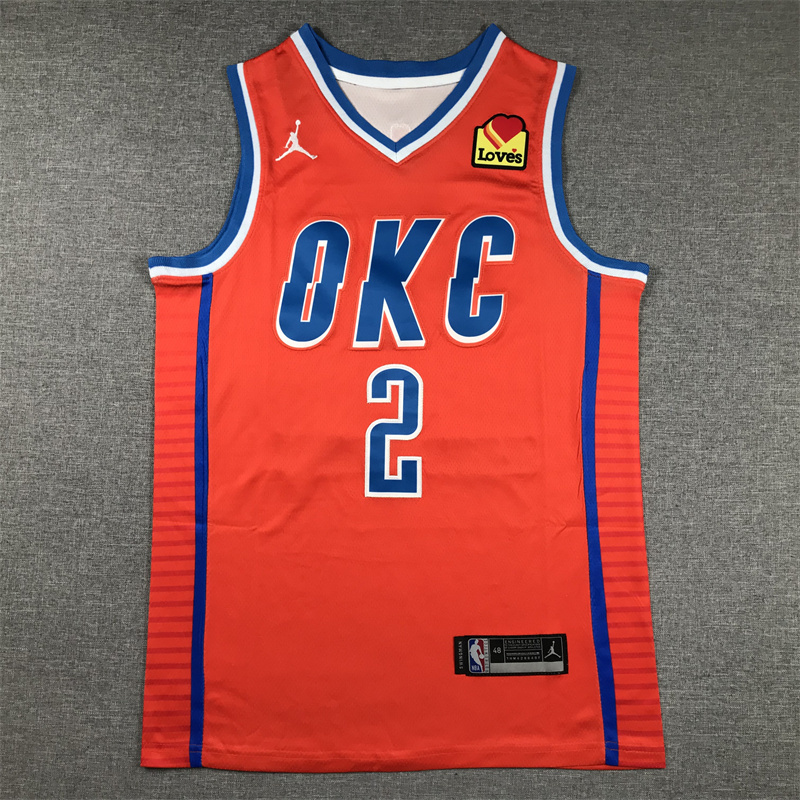 Men Oklahoma City Thunder #2 Shai Gilgeous-Alexander Orange Jordan style 2025 NBA Jersey->->NBA Jersey